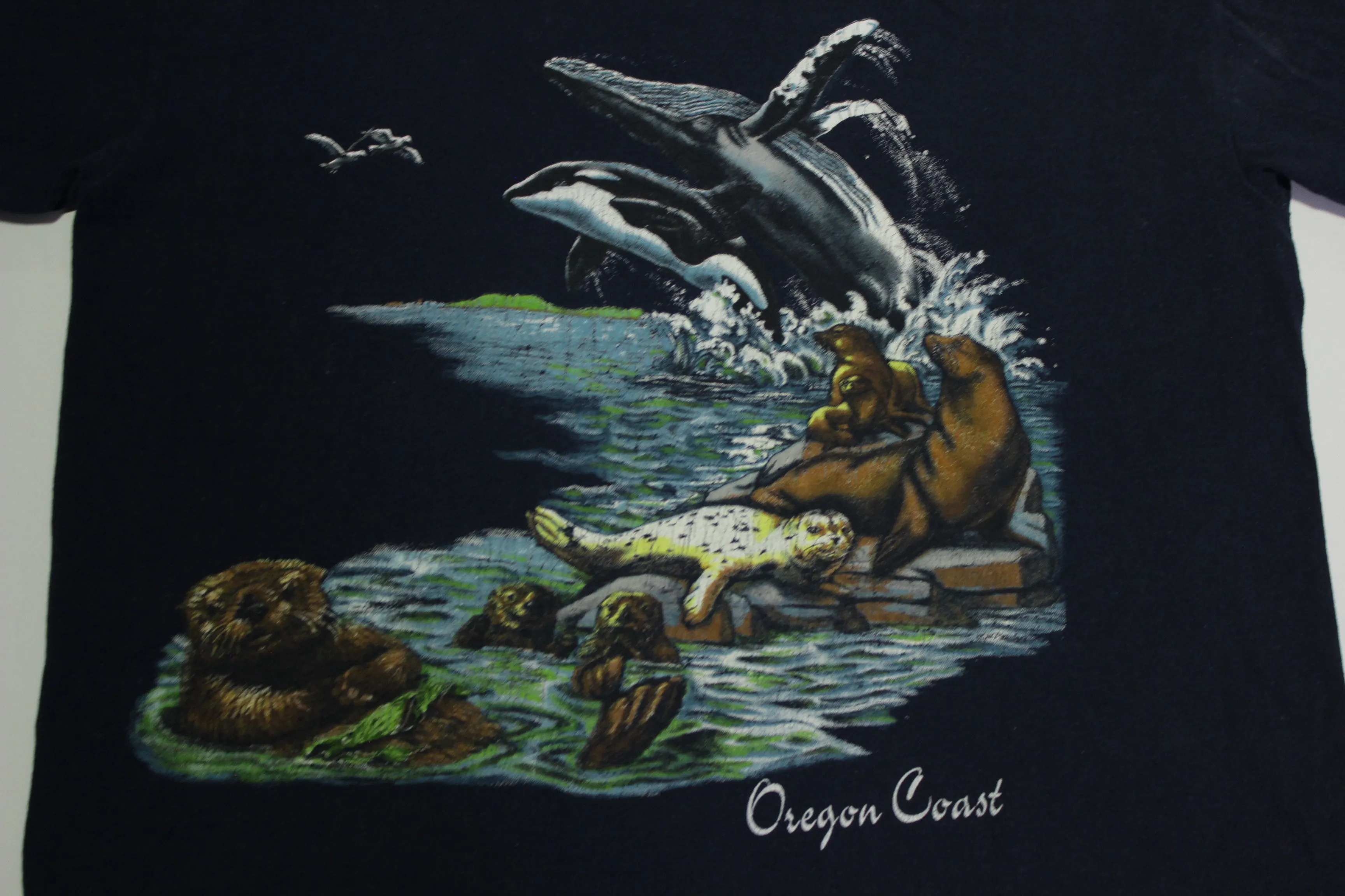 Oregon Coast Vintage 80's Killer Great White Whale Made in USA Tourist T-Shirt