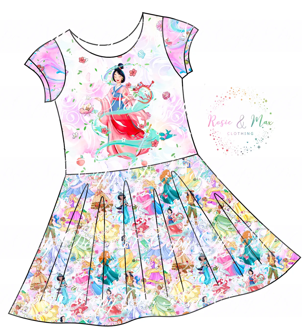 PREORDER - Whimsical Princesses - Isla DRESS w/panel - Warrior Princess