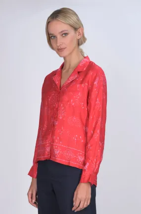 Red Joy Print Silk Jodie Shirt