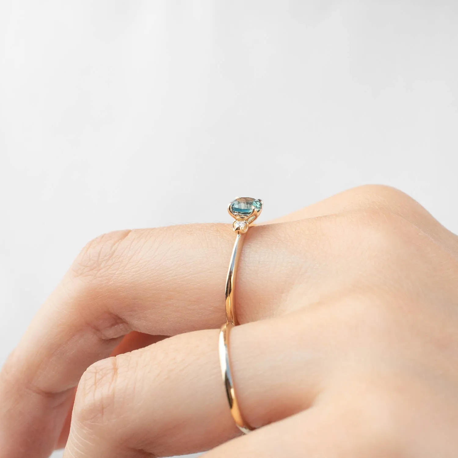 Sofia Ring - 0.89ct Teal Blue Montana Sapphire (One of a kind)