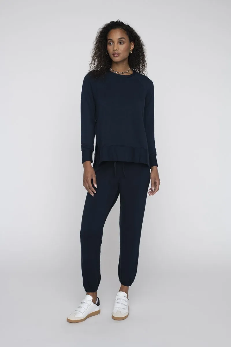 Softest Fleece Raglan Side Slit Sweatshirt in New Navy