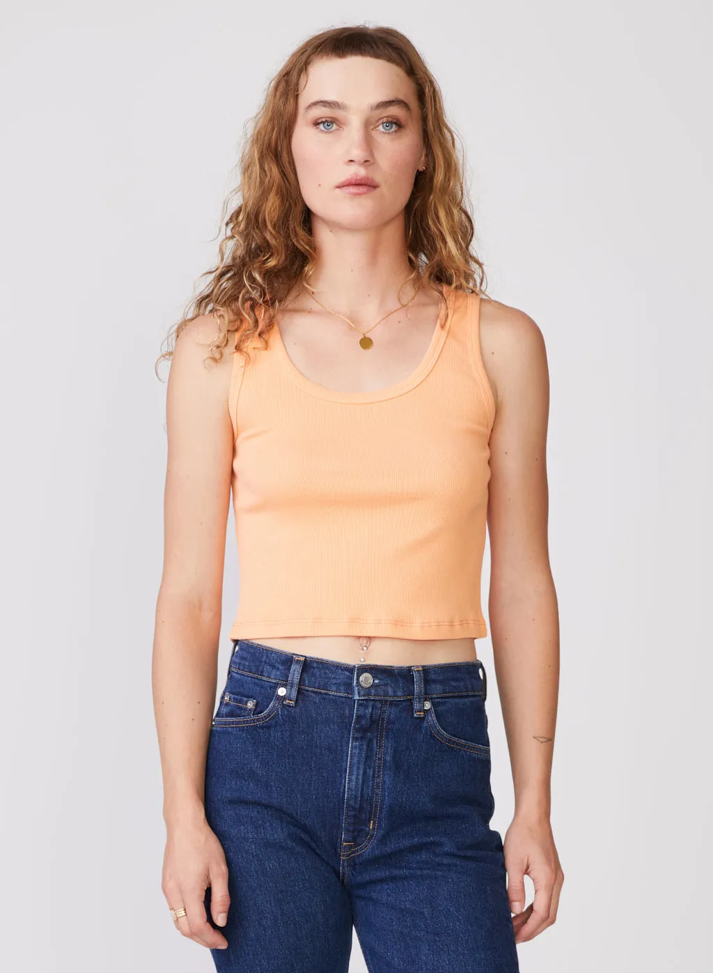 Stateside 2x1 Rib Classic Tank in Cantaloupe