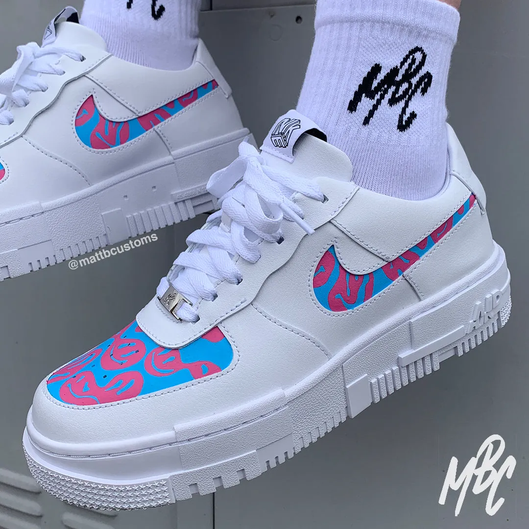 Trippy Smiley Camo - Air Force 1 Pixel Custom