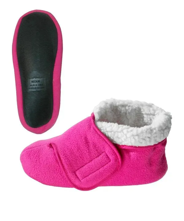 Unisex Wide Easy-On Fleece Bootie Slipper