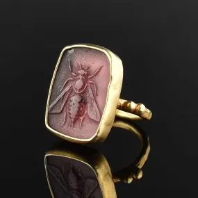 Victorian Style Venetian Glass Intaglio Insect Ring