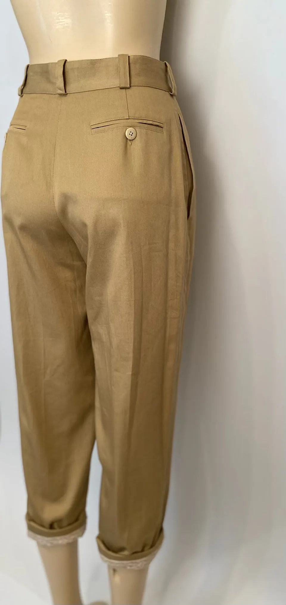 Vintage Chanel Cropped High Waist Khaki Pants US 4/6