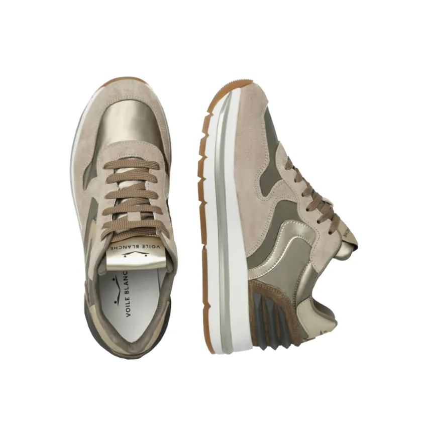 VOILE BLANCHE SNEAKERS MARAN POWER SUEDE/PADDED NYLON/MIRROR BEIGE-VERDE-PLATINO